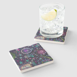 Cosmic Snow Storm: Abstract Maximalism Art Stenen Onderzetter