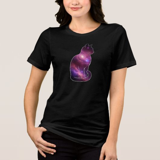 Cosmic Space Cat Graphic Tri-Blend Shirt (Voorkant)