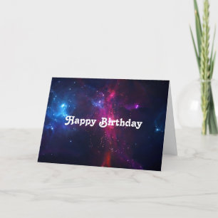 Cosmic Space Stars en Nebula Happy Birthday Kaart
