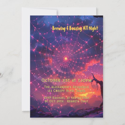 Cosmic Spider Web Halloween Custom Kaart (Voorkant)