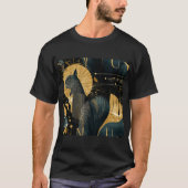 Cosmic Squirrels – Black & Gold Art Deco Pattern T-shirt (Voorkant)