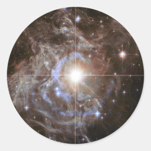 Cosmic Star Holiday Wreath Ronde Sticker