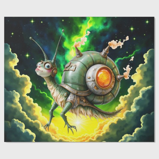 Cosmic Steampunk Slakkenvogel – Neon Droom Schepse Cadeaupapier (Vlak)