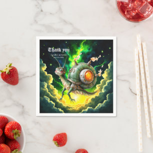 Cosmic Steampunk Slakkenvogel – Neon Droomwezen. Servet