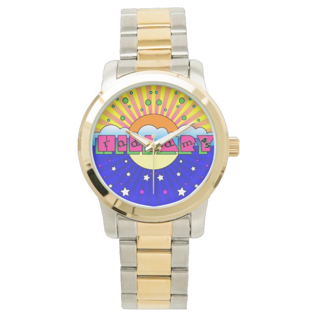Cosmic Style Hillary Celebration Poster Horloge (Voorkant)