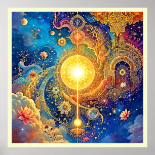 Cosmic Sun Mandala Art Poster