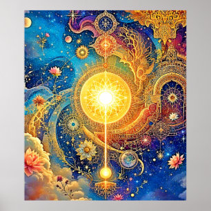 Cosmic Sun Mandala Art Poster
