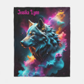 Cosmic Surreal Fantasy Wolf Aangepaste Abstracte k Fleece Deken (Voorkant)