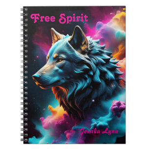 Cosmic Surreal Fantasy Wolf Aangepaste Abstracte k Notitieboek