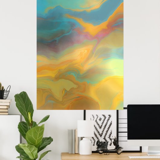 Cosmic Swirl - Abstracte verf met een dubbele kleu Poster (Thuiskantoor)