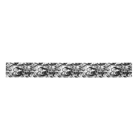Cosmic Swirl: De zwart-wit marmeren elegantie Lint (Voorkant)
