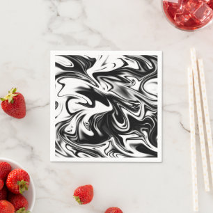 Cosmic Swirl: De zwart-wit marmeren elegantie Servet