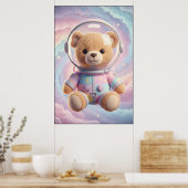 Cosmic Teddy Astronaut Art Poster (Cuisine)