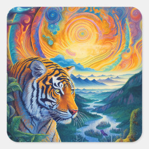 Cosmic Tiger Vierkante Sticker