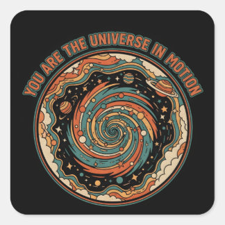 Cosmic Universe In Motion - Retro tee Vierkante Sticker