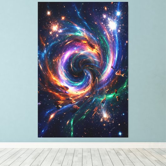 Cosmic Vortex Nexus – Abstract Space Canvas Print (Insitu (Houten vloer))