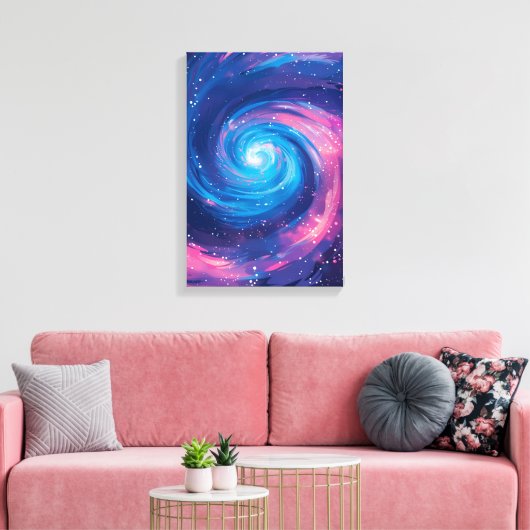 Cosmic Vortex: Pink & Blue Singularity Print (Insitu (Woonkamer))