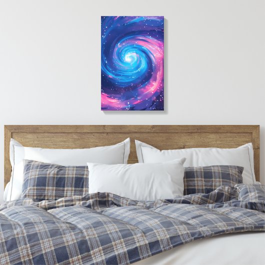 Cosmic Vortex: Pink & Blue Singularity Print (Insitu (Slaapkamer))
