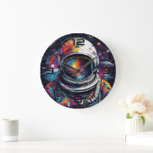 Cosmic Voyager Astronaut Nebula Wall Clock Grote Klok (Huis)