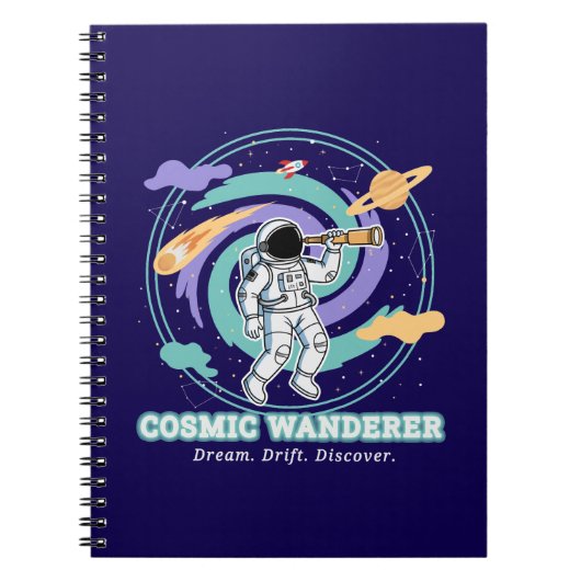 Cosmic Wanderer Astronaut Telescop Notitieboek (Voorkant)
