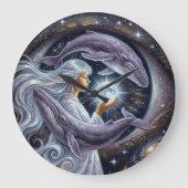 Cosmic Whale and the Girl | Surreal Wall Clock Grote Klok (Voorkant)