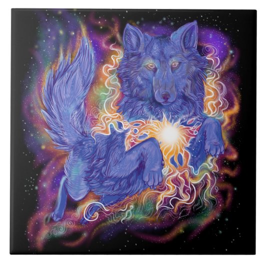 Cosmic Wolf Tegeltje (Voorkant)