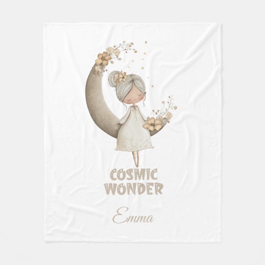 Cosmic Wonder Fairy Moon Persoonlijke naam Fleece Deken (Voorkant)