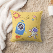 Cosmic World Astronaut and Space Rocket Yellow Kussen (Deken)