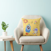 Cosmic World Astronaut and Space Rocket Yellow Kussen (Stoel)