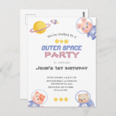 Cosmisch Avontuur: Outer Space Feest Briefkaart (Voorkant / Achterkant)