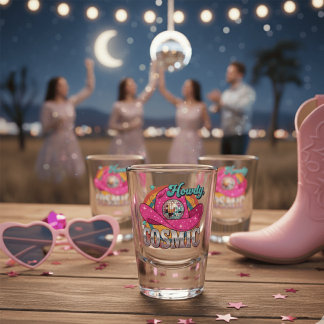 Cosmische Cowgirl Roze Disco Bal Cowboy Hoed Bache Shot Glas