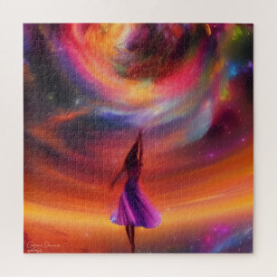 Cosmische Danser - AI Fantasie Digitaal Kunstprint Legpuzzel