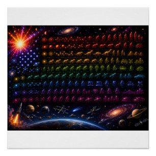 Cosmische evolutie Amerikaanse vlag Oerknal tot Perfect Poster