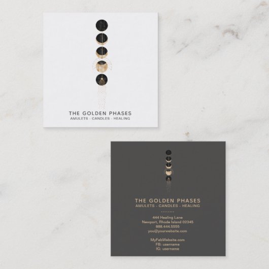 *~* Cosmische glitter Universe Gold Moon-fase Vierkante Visitekaartje (Voorkant / Achterkant)