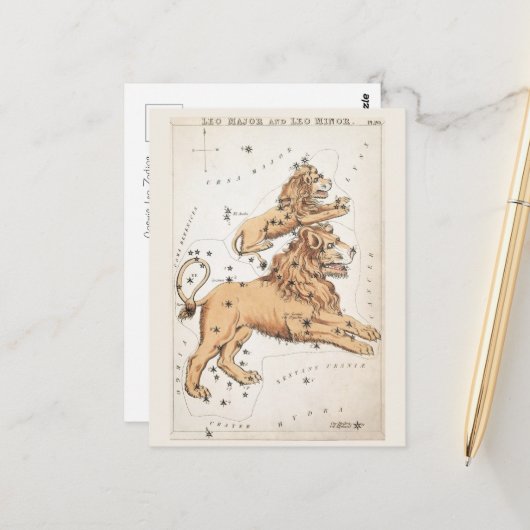 Cosmische Leeuw Zodiac Briefkaart (Voorkant / Achterkant in situ)