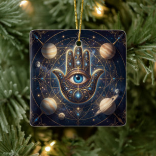 Cosmische marine goud hemels Hamsa-boze oog Keramisch Ornament