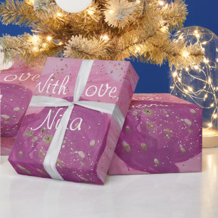 Cosmische Melkweg Roze Waterverf Verjaardag Cadeaupapier