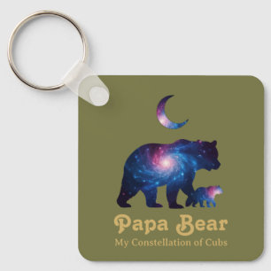 Cosmische Papa Beer & Welp Sleutelhanger