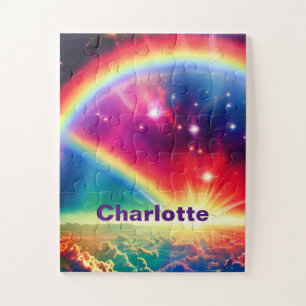 Cosmische regenboogovervallen over Fantasy Indigo Legpuzzel