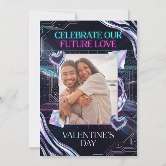 Cosmische Romantiek Digitale Liefde Valentijnkaart Feestdagenkaart (Voorkant)