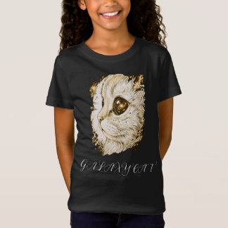 Cosmische sterrenstelsel kat inkt illustratie neon t-shirt