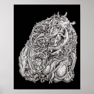 Cosmografisch hoofd, van Brian Benson, zwart Poster