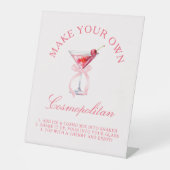 Cosmopolitan Bar Coquette Kersen Bachelorette Reclamebord Met Voetstuk (Voorkant)