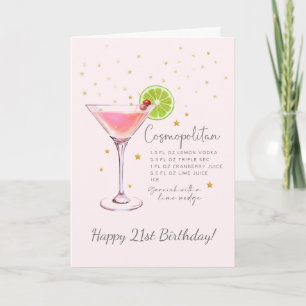 Cosmopolitan Cocktail 21e Happy Birthday Kaart