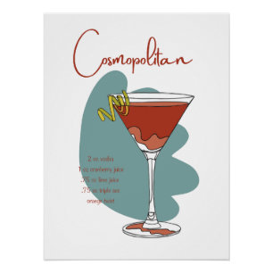 Cosmopolitan Cocktail Art Print Stijlvolle muurk Perfect Poster