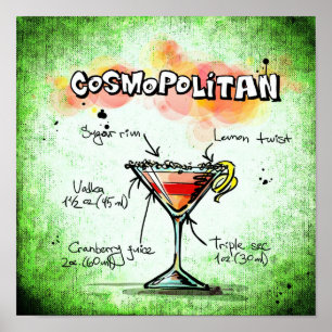 Cosmopolitan Cocktail recette poster décoration ma