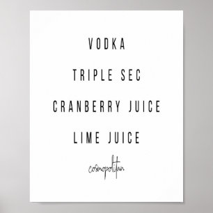 Cosmopolitan Cocktail Recipe Poster
