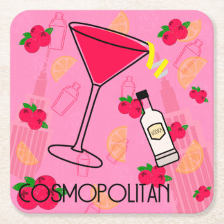 Cosmopolitan Cocktail Vierkante Kartonnen Onderzetter