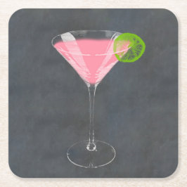 Cosmopolitan Cocktail Vierkante Kartonnen Onderzetter