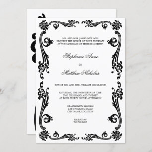 Cosmopolitan Flourish Swirls Wedding Kaart